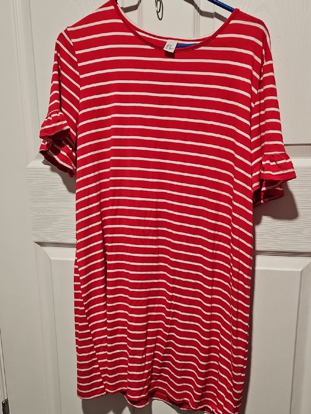 Source Unknown White and Red Striped Mini Dress